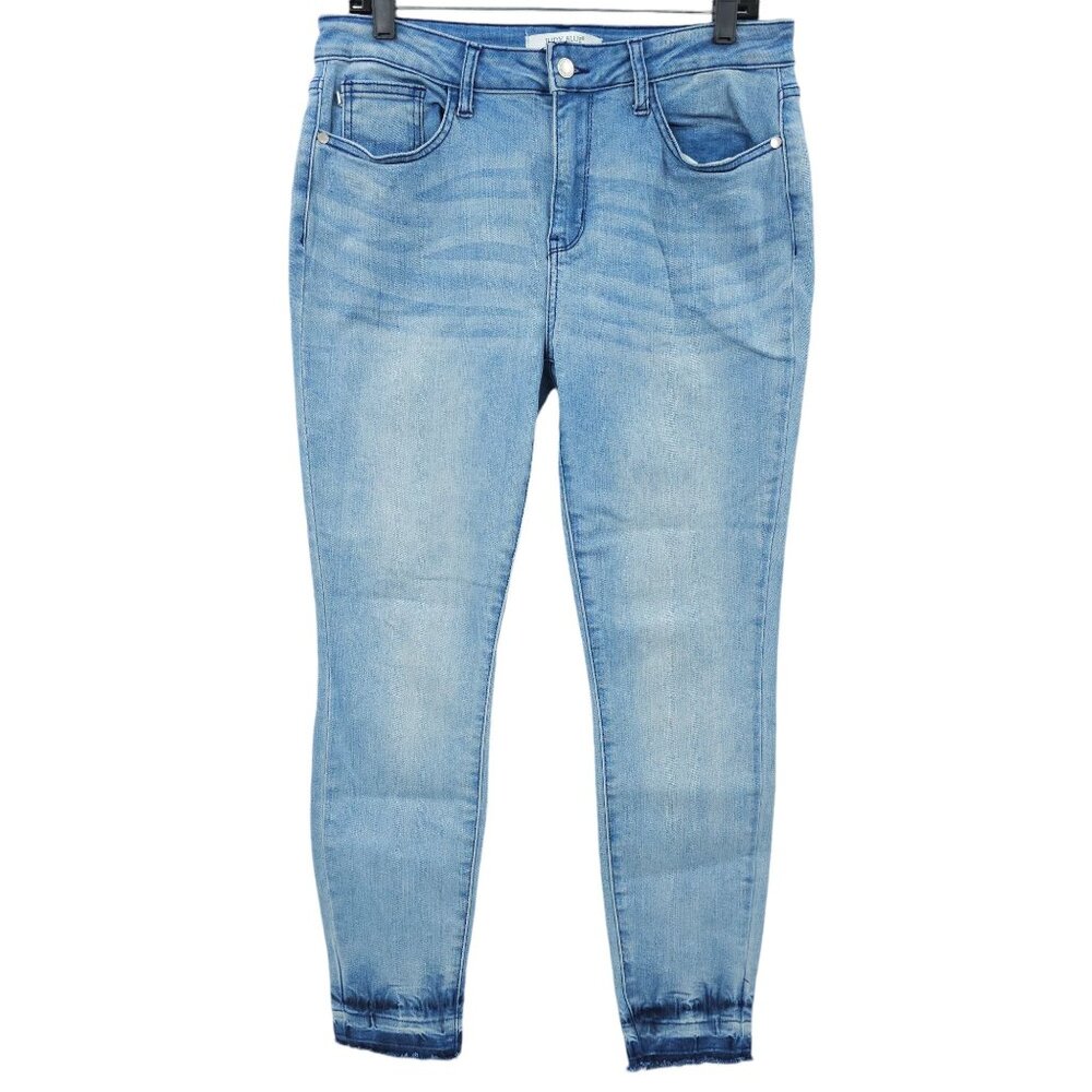 Judy Blue Jeans Skinny Fit Stretchy Light Wash Size 11 - 30 Raw Hem High Rise